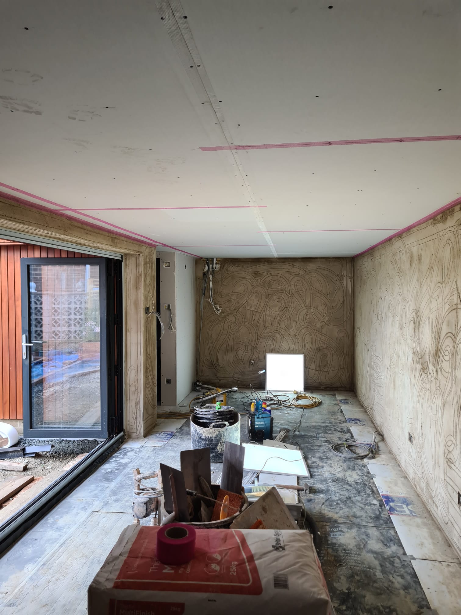 Garden Room with Sand Cement Render Outside and Sand Cement Float and Set Inside Langley, Kent