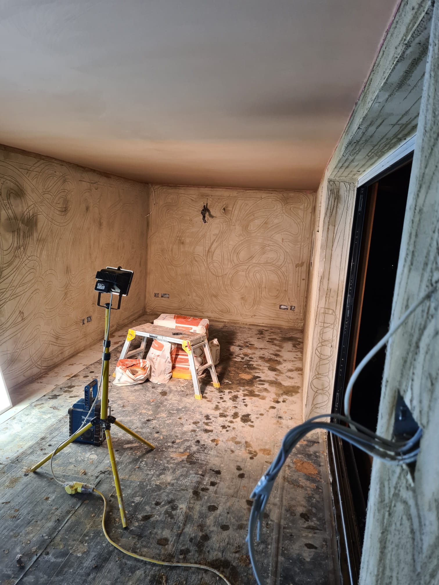 Garden Room with Sand Cement Render Outside and Sand Cement Float and Set Inside Langley, Kent