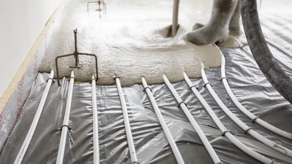 Exention Floor Screed with Underfloor Heating in Sevenoaks Kent